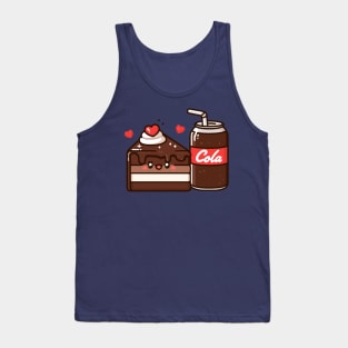 Kawaii Chocolate Cake and Cola Drink Kawaii Cute Food Illustration | cutesy Design Tank Top